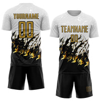 Custom Soccer Jersey, White Old Gold Black Sportswear Jersey Shirt, Athletic Mesh Moisture Wicking Jersey, Casual Gift for Men