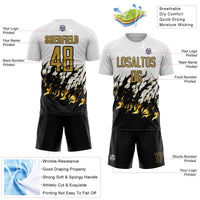 Custom Soccer Jersey, White Old Gold Black Sportswear Jersey Shirt, Athletic Mesh Moisture Wicking Jersey, Casual Gift for Men