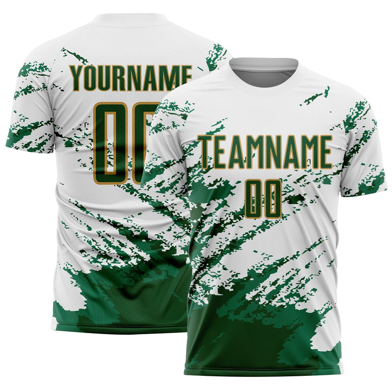 Custom Soccer Jersey, White Green Kelly Sportswear Jersey Shirt, Athletic Mesh Moisture Wicking Jersey, Casual Gift for Men
