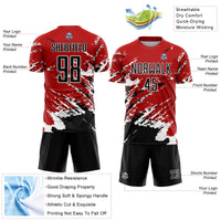 Custom Soccer Jersey, Red Black White Sportswear Jersey Shirt, Athletic Mesh Moisture Wicking Jersey, Casual Gift for Men, Style Soccer2027