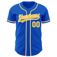 Custom Baseball Jersey, Blue Gold White Sportswear Jersey Shirt, Athletic Button Down Moisture Wicking Jersey, Casual Gift for Men