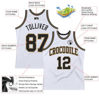 Custom Basketball Jersey, White Black Old Gold Throwback Sportswear Jersey Shirt, Athletic Mesh Moisture Wicking Jersey, Casual Gift for Men