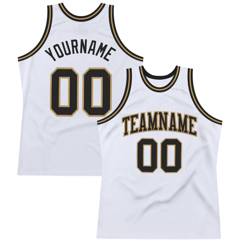 Custom Basketball Jersey, White Black Old Gold Throwback Sportswear Jersey Shirt, Athletic Mesh Moisture Wicking Jersey, Casual Gift for Men