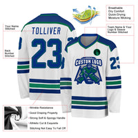 Custom Hockey Jersey, White Royal Kelly Sportswear Jersey Shirt, Athletic Long Sleeve V Neck Jersey, Casual Gift for Men, Style White1062