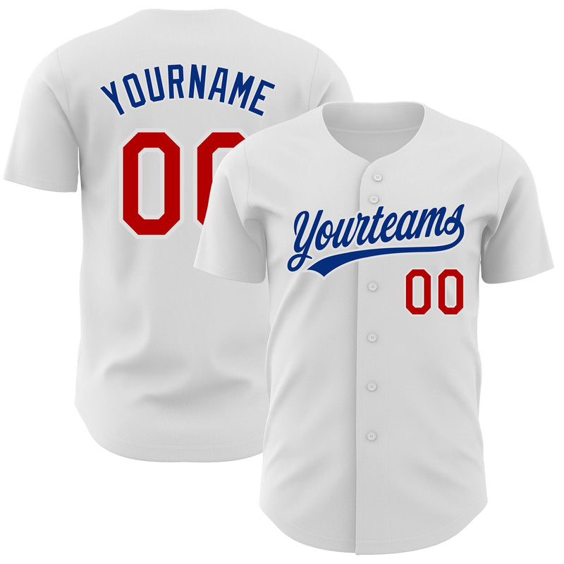 Custom Baseball Jersey, White Red Sportswear Jersey Shirt, Athletic Button Down Moisture Wicking Jersey, Casual Gift for Men, Style White1194