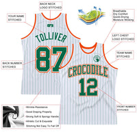 Custom Basketball Jersey, White Kelly Green Pinstripe Sportswear Jersey Shirt, Athletic Mesh Moisture Wicking Jersey, Casual Gift for Men
