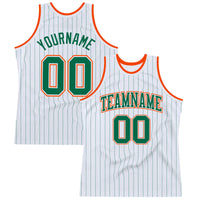 Custom Basketball Jersey, White Kelly Green Pinstripe Sportswear Jersey Shirt, Athletic Mesh Moisture Wicking Jersey, Casual Gift for Men