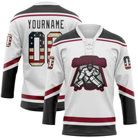 Vintage Hockey Jersey, White Black Maroon Sportswear Jersey Shirt, Athletic Long Sleeve V Neck Jersey, Casual Gift for Men