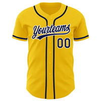 Custom Baseball Jersey, Yellow Navy White Sportswear Jersey Shirt, Athletic Button Down Moisture Wicking Jersey, Casual Gift for Men