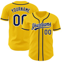 Custom Baseball Jersey, Yellow Navy White Sportswear Jersey Shirt, Athletic Button Down Moisture Wicking Jersey, Casual Gift for Men
