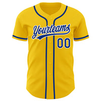 Custom Baseball Jersey, Yellow Royal White Sportswear Jersey Shirt, Athletic Button Down Moisture Wicking Jersey, Casual Gift for Men