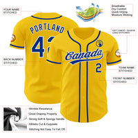 Custom Baseball Jersey, Yellow Royal White Sportswear Jersey Shirt, Athletic Button Down Moisture Wicking Jersey, Casual Gift for Men
