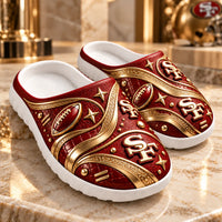 SF Gilded Scarlet - Ornamental Clog Sandal in Red and Gold