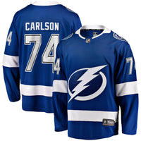 John Carlson Tampa Bay Lightning Hockey Jersey, Blue Breakaway Sportswear Jersey Shirt, Long Sleeve Hockey Sweater Jersey, Casual Gift for Men