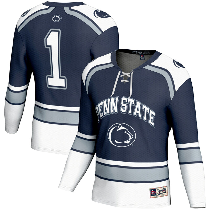 Penn State Nittany Lions Hockey Jersey, Navy Sportswear Jersey Shirt, Long Sleeve Hockey Sweater Jersey, Casual Gift for Men, Style 200060818