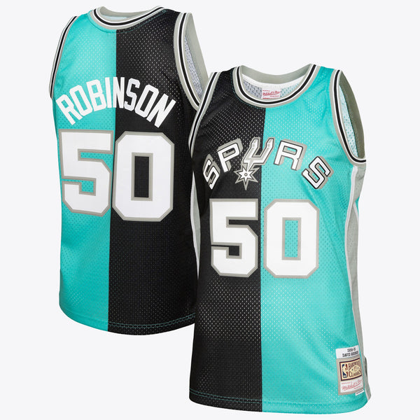 San Antonio Spurs David Robinson 1998 Split Swingman Jersey - Black/Teal