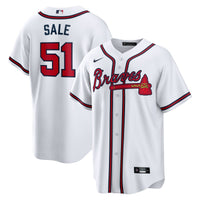 Chris Sale Atlanta Braves Baseball Jersey, White Replica Sportswear Jersey Shirt, Lightweight Breathable Athletic Jersey, Casual Gift for Men