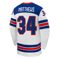 Auston Matthews White US 2026 Away Replica Hockey Jersey, Hockey Sportswear Jersey Shirt, Long Sleeve Hockey Sweater Jersey, Casual Gift for Men
