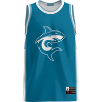 Hawaii Pacific Sharks Basketball Jersey, Teal Lightweight Sportswear Jersey Shirt, Sleeveless Athletic Tank Jersey, Casual Gift for Men