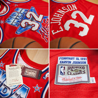 Magic Johnson NBA All-Star West 1991 x Scarlett Basketball Jersey, Sportswear Jersey Shirt, Sleeveless Athletic Tank Jersey, Casual Gift for Men