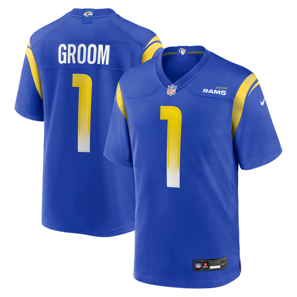 Los Angeles Rams Number 1 Groom Royal Game Jersey