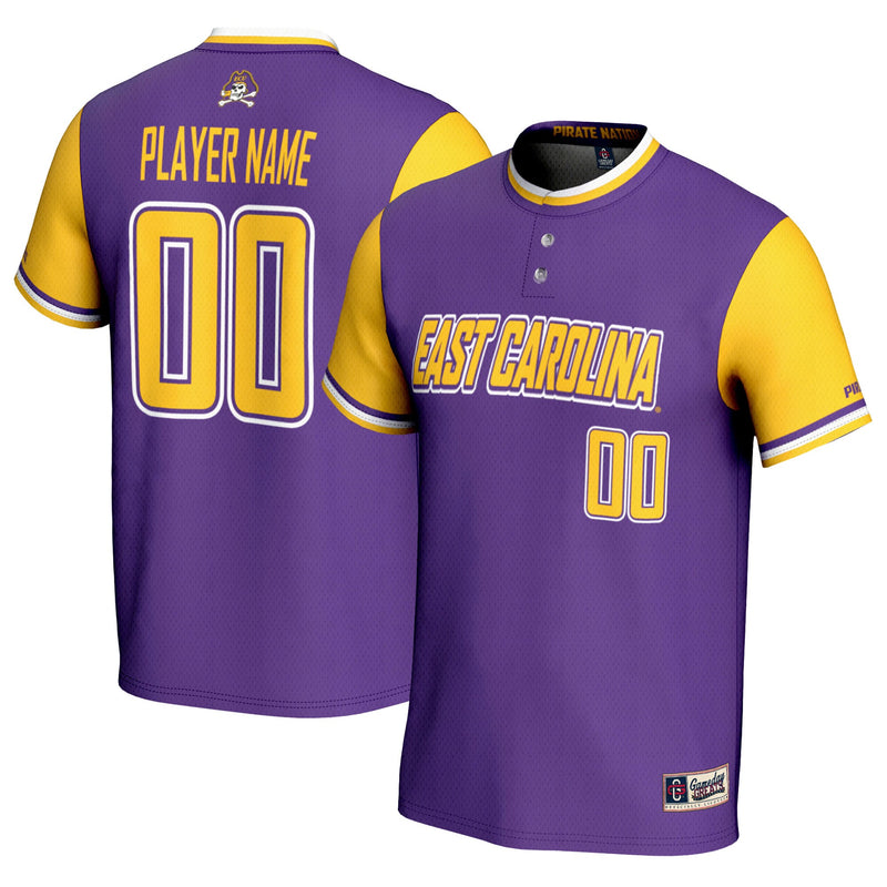ECU Pirates Softball Jersey, Purple Lightweight Sportswear Jersey Shirt, Lightweight Breathable Athletic Jersey, Casual Gift for Men