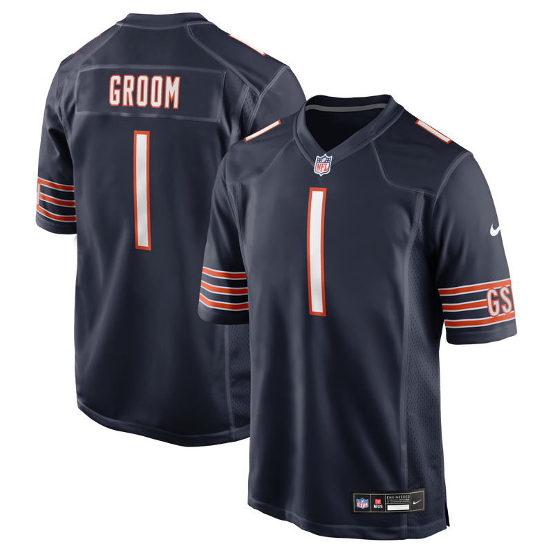 Number Groom Chicago Bears Football Jersey, Navy Game Sportswear Jersey Shirt, Lightweight Breathable Athletic Jersey, Casual Gift for Men