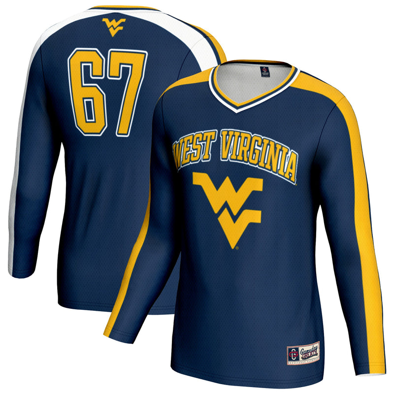 West Virginia Mountaineers Volleyball Jersey, Navy Fashion Sportswear Jersey Shirt, Lightweight Breathable Athletic Jersey, Casual Gift for Men