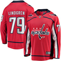 Charlie Lindgren Washington Capitals Hockey Jersey, Red Sportswear Jersey Shirt, Long Sleeve Hockey Sweater Jersey, Casual Gift for Men