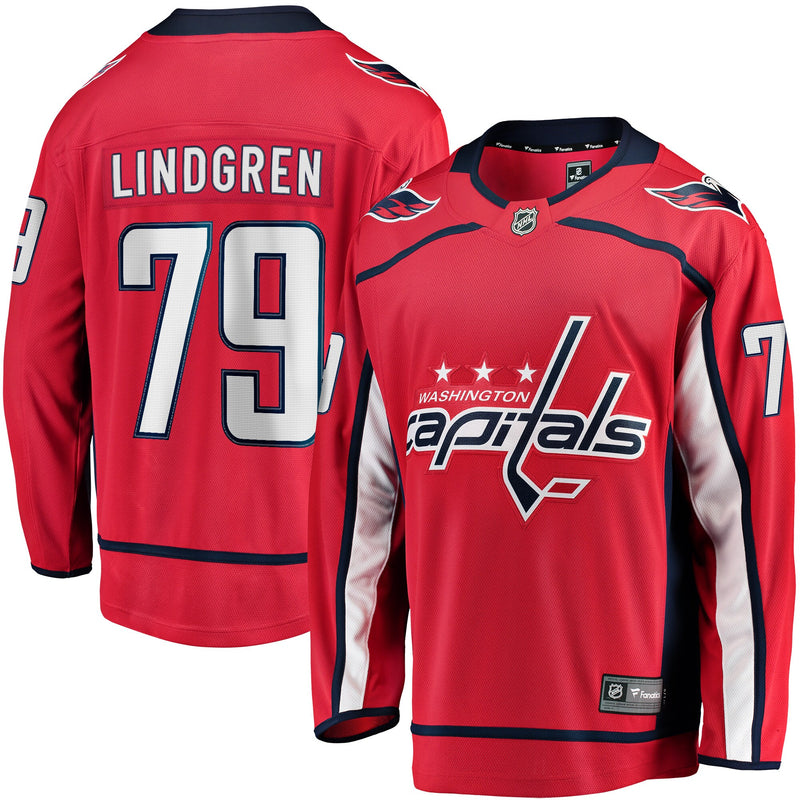 Charlie Lindgren Washington Capitals Hockey Jersey, Red Sportswear Jersey Shirt, Long Sleeve Hockey Sweater Jersey, Casual Gift for Men