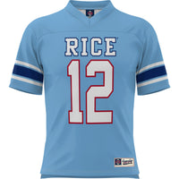 Rice Owls Football Jersey, Light Blue Sportswear Jersey Shirt, Lightweight Breathable Athletic Jersey, Casual Gift for Men