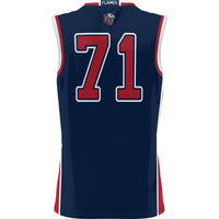 Liberty Flames Basketball Jersey, Navy Lightweight Sportswear Jersey Shirt, Sleeveless Athletic Tank Jersey, Casual Gift for Men