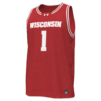 Wisconsin Badgers Basketball Jersey, Red Replica Sportswear Jersey Shirt, Sleeveless Athletic Tank Jersey, Casual Gift for Men, Style 200085368