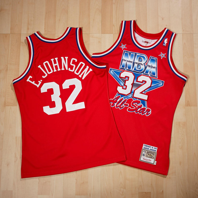 Magic Johnson NBA All-Star West 1991 x Scarlett Basketball Jersey, Sportswear Jersey Shirt, Sleeveless Athletic Tank Jersey, Casual Gift for Men