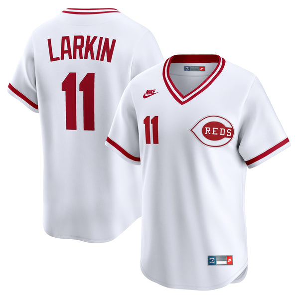 Cincinnati Reds Barry Larkin White Throwback Cooperstown Collection Limited Jersey