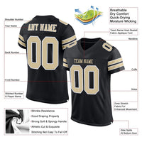 Custom Football Jersey, Black Vegas Gold Sportswear Jersey Shirt, Athletic Mesh Moisture Wicking Jersey, Casual Gift for Men, Style Black0011