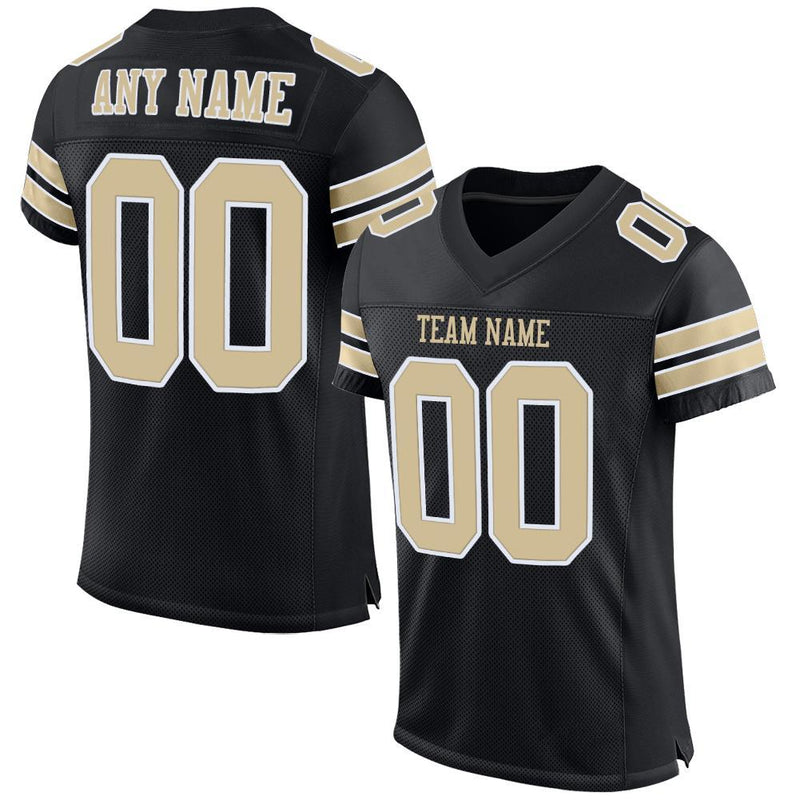 Custom Football Jersey, Black Vegas Gold Sportswear Jersey Shirt, Athletic Mesh Moisture Wicking Jersey, Casual Gift for Men, Style Black0011