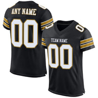 Custom Football Jersey, Black White Old Gold Sportswear Jersey Shirt, Athletic Mesh Moisture Wicking Jersey, Casual Gift for Men