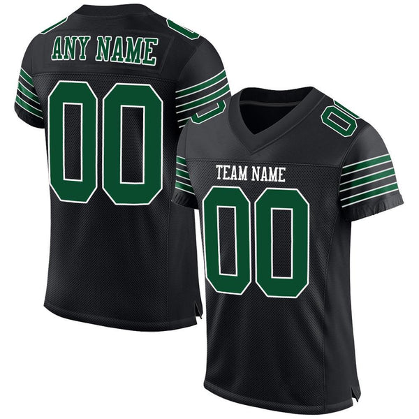 Custom Black Grass Green-White Mesh Authentic Football Jersey