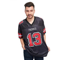 Custom Football Jersey, Black Red White Sportswear Jersey Shirt, Athletic Mesh Moisture Wicking Jersey, Casual Gift for Men