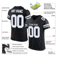 Custom Football Jersey, Black White Silver Sportswear Jersey Shirt, Athletic Mesh Moisture Wicking Jersey, Casual Gift for Men, Style Black0074