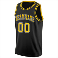 Custom Basketball Jersey, Black Gold White Sportswear Jersey Shirt, Athletic Mesh Moisture Wicking Jersey, Casual Gift for Men