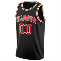 Custom Basketball Jersey, Black Red Cream Sportswear Jersey Shirt, Athletic Mesh Moisture Wicking Jersey, Casual Gift for Men