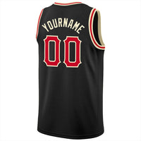 Custom Basketball Jersey, Black Red Cream Sportswear Jersey Shirt, Athletic Mesh Moisture Wicking Jersey, Casual Gift for Men