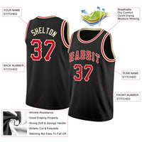 Custom Basketball Jersey, Black Red Cream Sportswear Jersey Shirt, Athletic Mesh Moisture Wicking Jersey, Casual Gift for Men