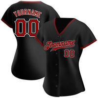 Custom Baseball Jersey, Black Red Sportswear Jersey Shirt, Athletic Button Down Moisture Wicking Jersey, Casual Gift for Men, Style Black0233