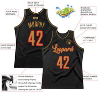 Custom Basketball Jersey, Black Old Gold Red Authentic Sportswear Jersey Shirt, Athletic Mesh Moisture Wicking Jersey, Casual Gift for Men