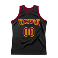 Custom Basketball Jersey, Black Maroon Gold Authentic Sportswear Jersey Shirt, Athletic Mesh Moisture Wicking Jersey, Casual Gift for Men
