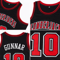 Custom Basketball Jersey, Black Red White Sportswear Jersey Shirt, Athletic Mesh Moisture Wicking Jersey, Casual Gift for Men, Style Black0282