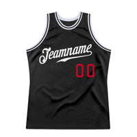 Custom Basketball Jersey, Black White Red Sportswear Jersey Shirt, Athletic Mesh Moisture Wicking Jersey, Casual Gift for Men, Style Black0322